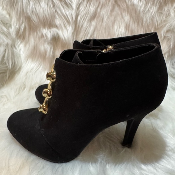 Limelight Black and Gold Ankle Booties with Decorative Clasps - Picture 4 of 11